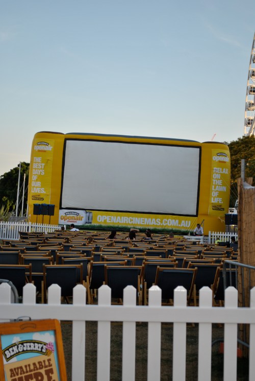 outdoor cinema. There were lawn chairs and bean bag chairs, which was pretty cool